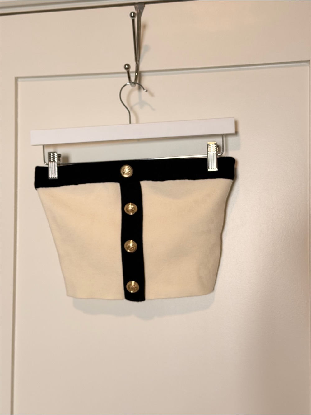 Endless Rose Cream and Black Button-Front Crop Top